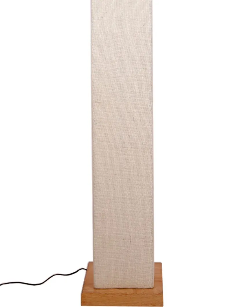 Solid Colorful Jute Square Shade Floor Lamp With Wood Base | 2.8 Feet