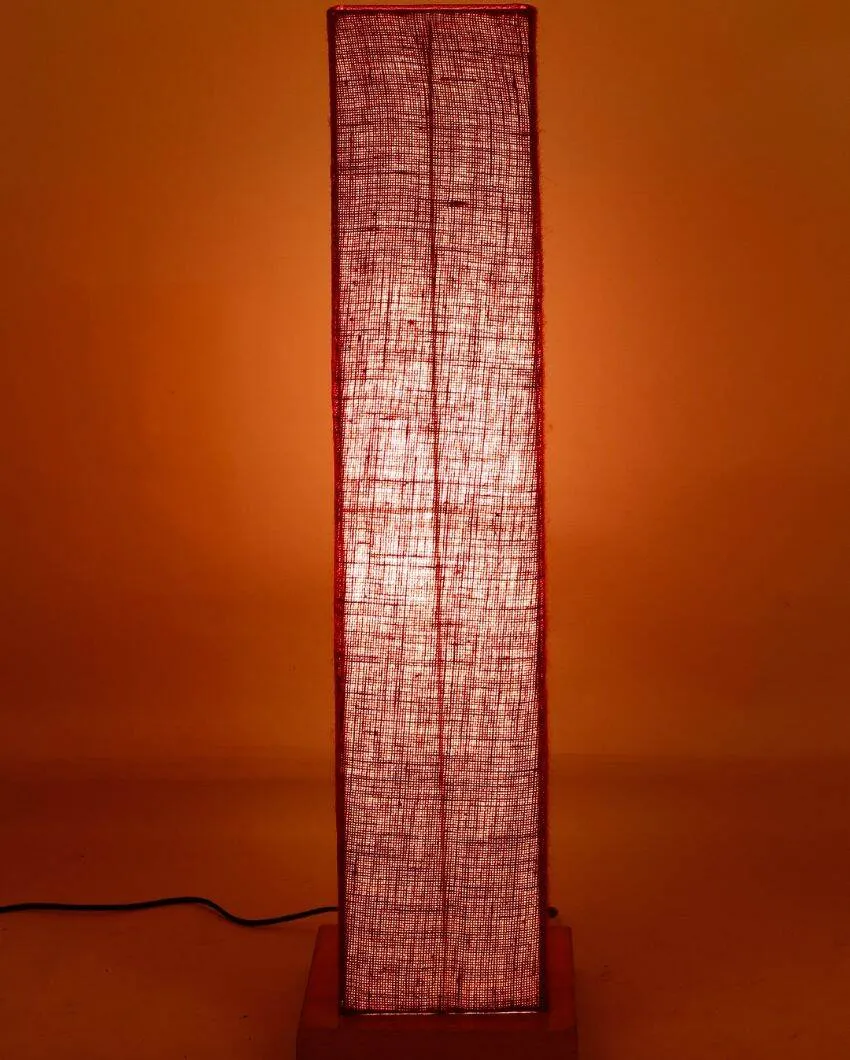 Solid Colorful Jute Square Shade Floor Lamp With Wood Base | 2.8 Feet