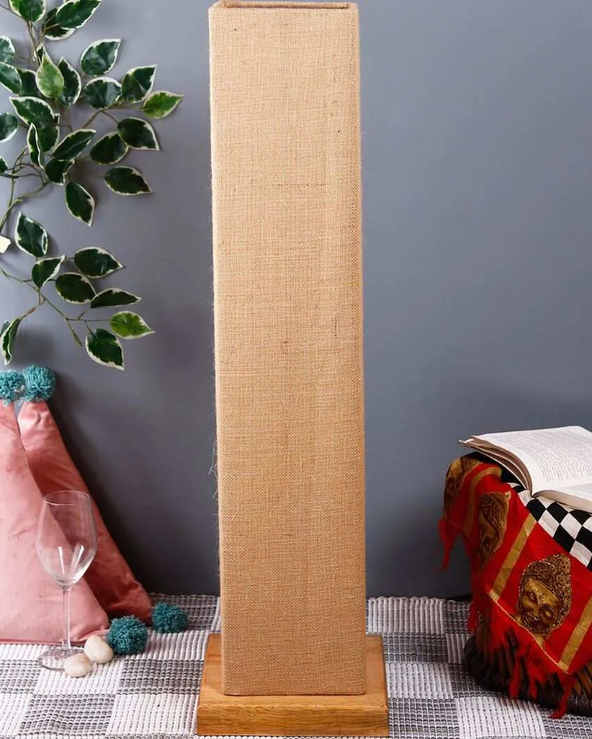Solid Colorful Jute Square Shade Floor Lamp With Wood Base | 2.8 Feet