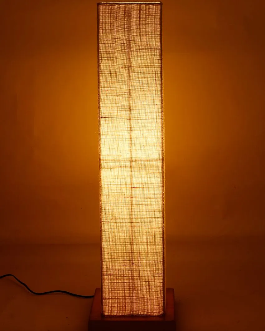 Solid Colorful Jute Square Shade Floor Lamp With Wood Base | 2.8 Feet
