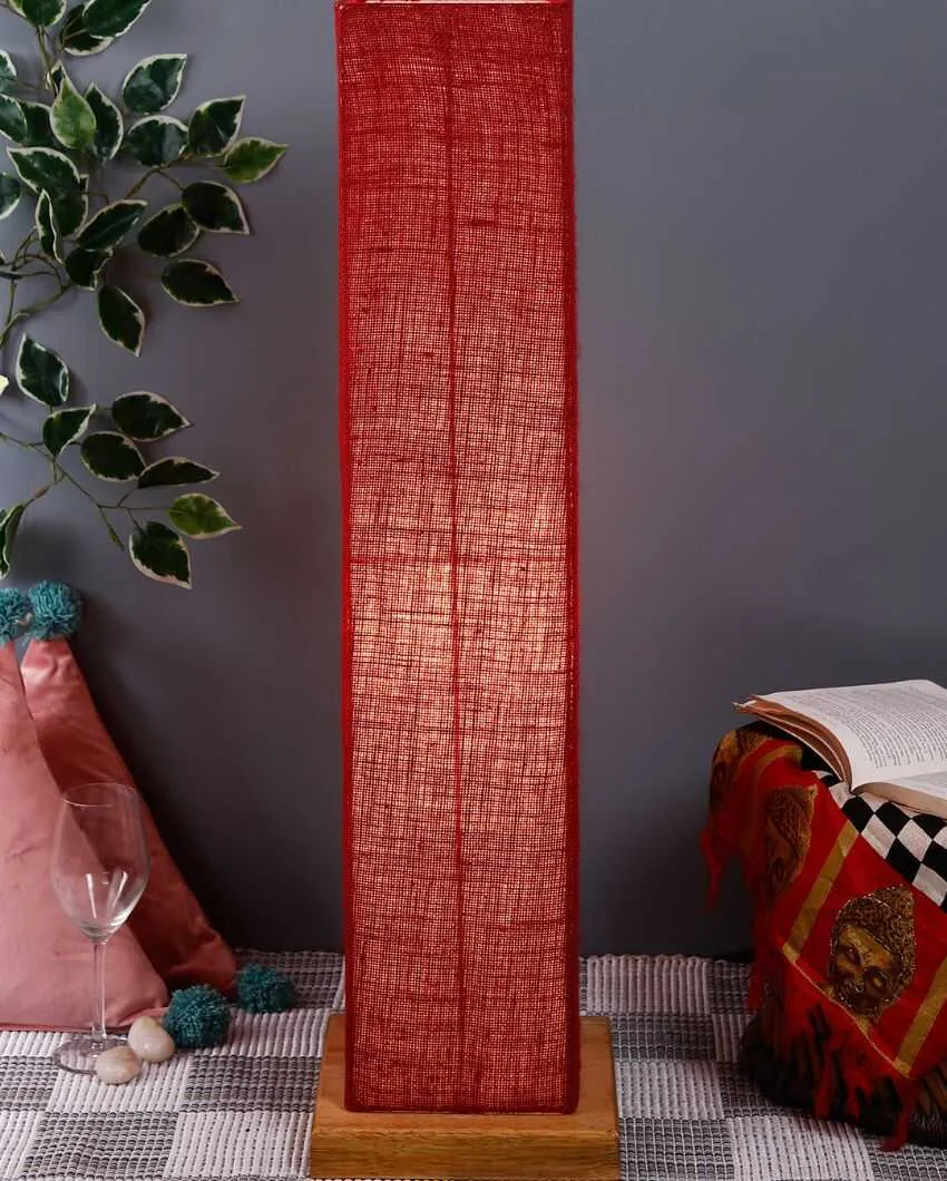 Solid Colorful Jute Square Shade Floor Lamp With Wood Base | 2.8 Feet