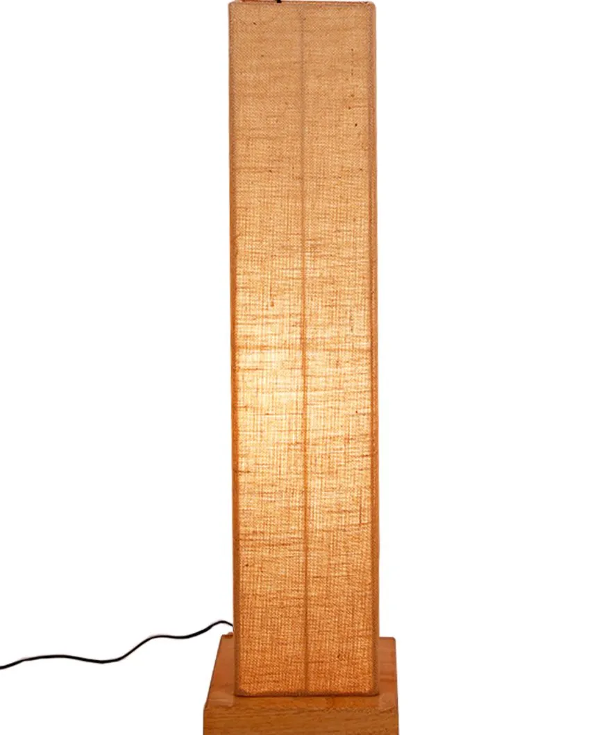 Solid Colorful Jute Square Shade Floor Lamp With Wood Base | 2.8 Feet