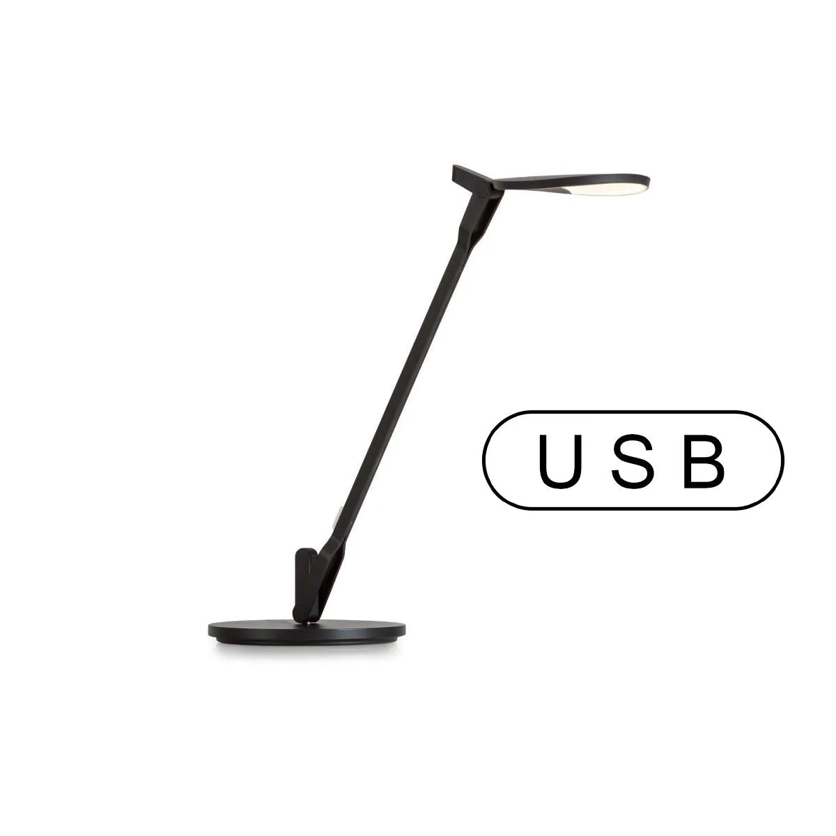 Splitty Matte Black Contemporary LED Desk Lamp with Table Base and USB Port