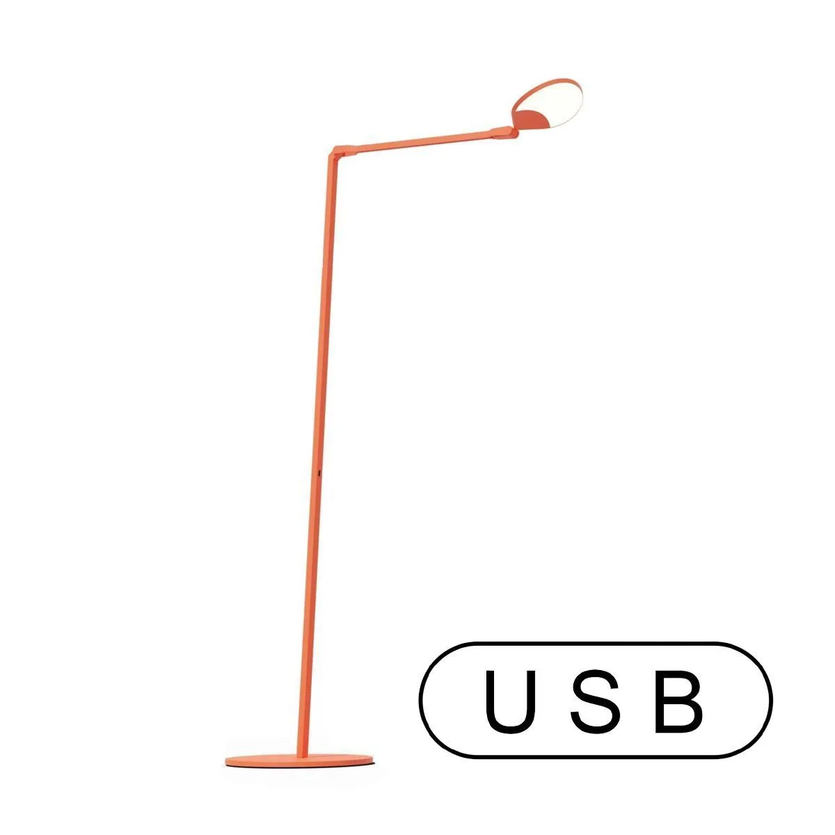 Splitty Matte Orange Contemporary LED Floor Lamp with USB Port