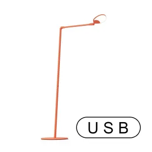 Splitty Matte Orange Contemporary LED Floor Lamp with USB Port