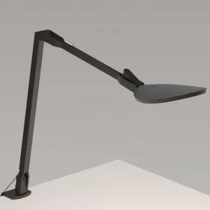 Splitty Reach Matte Black Contemporary LED Desk Lamp with One-Piece Desk Clamp and USB Port
