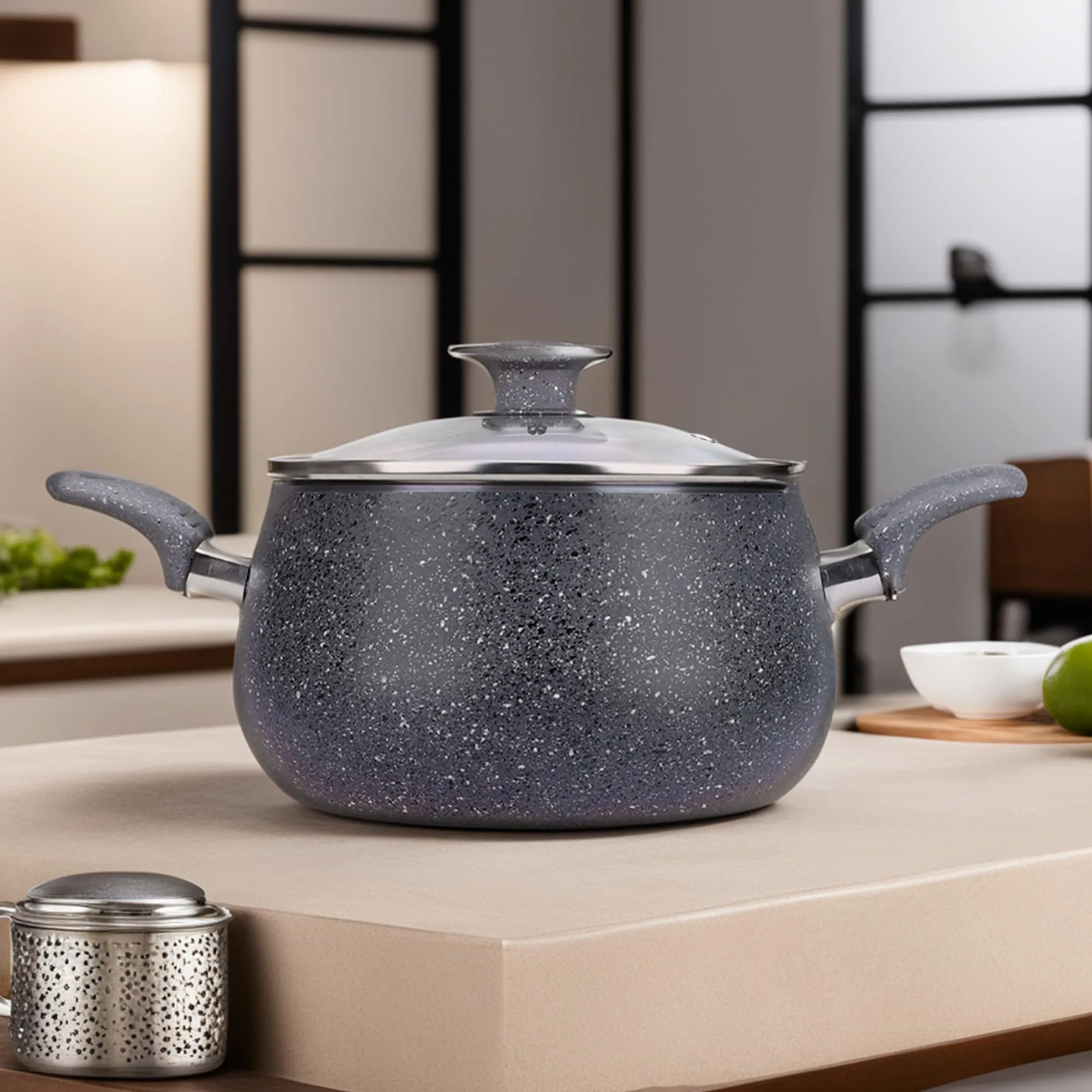 The Better Home Non Stick Handi with Lid (5L) | Big Biryani Handi| Gas Stove Cookware | Durable, Non-Toxic | Easy Grip Handle | Heat Surround Cooking | Large Tope for Cooking|Handi Pot