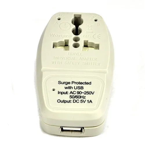 Type J - OREI Grounded 3 in 1 Plug Adapter with USB & Surge Protection - Switzerland, Jordan