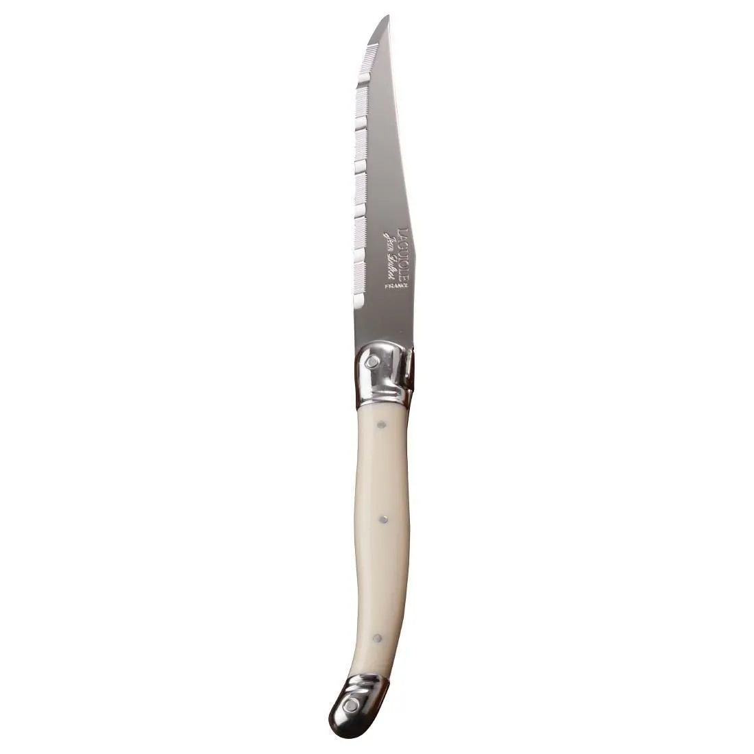 V596 Laguiole Serrated Steak Knives Ivory Handle (Pack of 6)