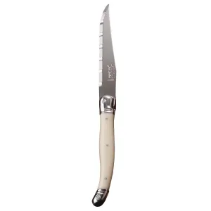 V596 Laguiole Serrated Steak Knives Ivory Handle (Pack of 6)