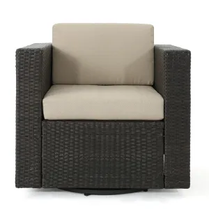 Venice Outdoor Wicker Swivel Club Chairs with Cushions
