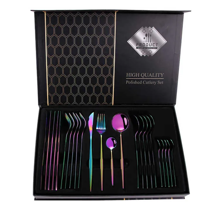 Wedding 24 Pcs Gold Flatware Sets-طقم أدوات مائدة