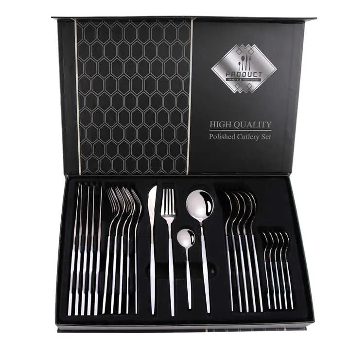 Wedding 24 Pcs Gold Flatware Sets-طقم أدوات مائدة
