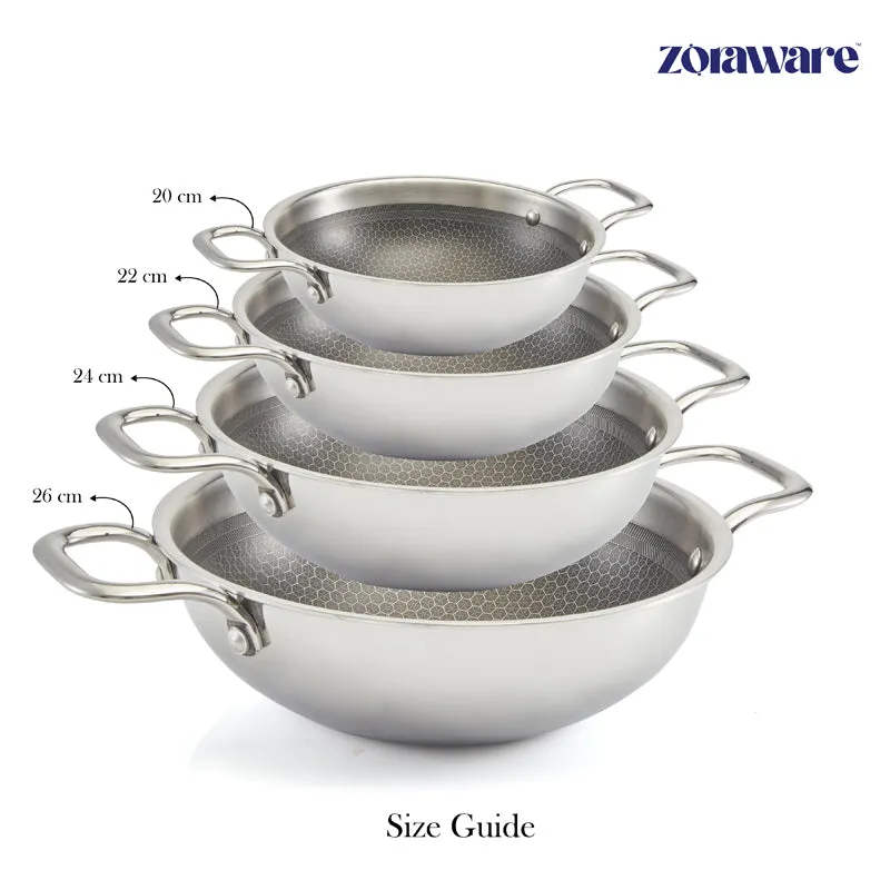 Zoraware Induction Safe Kadhai With Lid - 1600 Ml/8.6 Inches