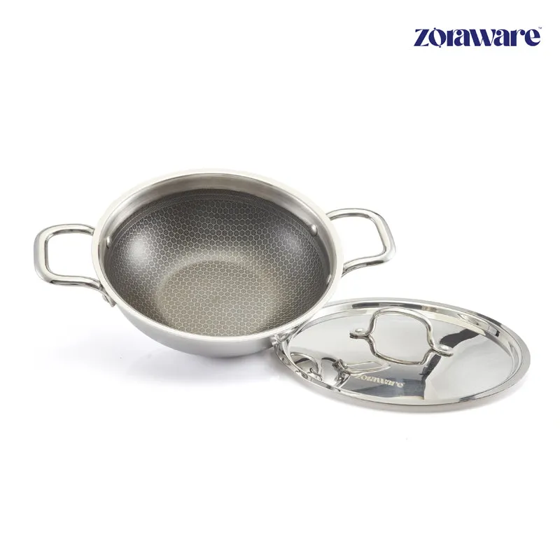Zoraware Induction Safe Kadhai With Lid - 1600 Ml/8.6 Inches