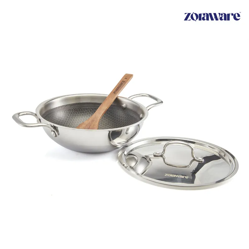 Zoraware Induction Safe Kadhai With Lid - 1600 Ml/8.6 Inches